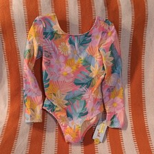 Cat  Jack Long Sleeve Flower One Piece Girls Swim Suit Open Now Back Small 6/7