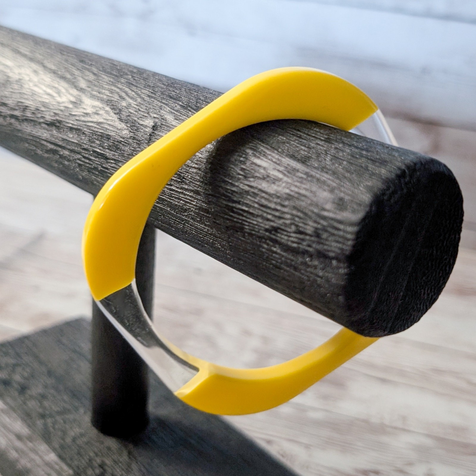 Vintage Bracelet Rounded Square Shape Yellow & Cl… - image 2