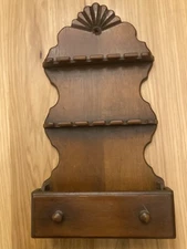 Vintage Wood Souvenir Spoon Wall Rack Display Holder Holds 12 Spoons 7x14”
