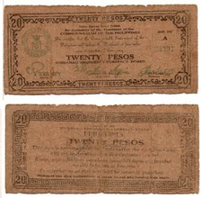 PHILIPPINES 20 Pesos (WWII - Guerilla Note) 1943, Pick S489, Fine