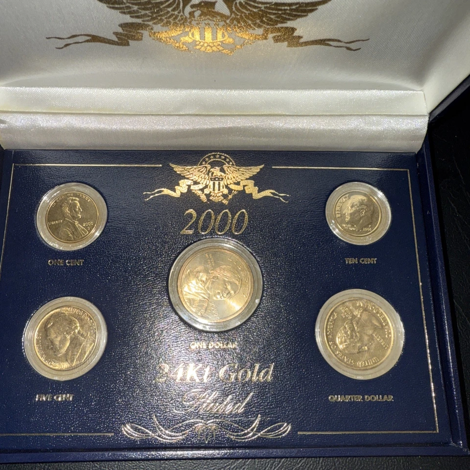 2000 24kt Gold-Plated US Mint Proof 5-Coin Set - Image 2 of 3