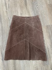 Genuine Leather Suede A-Line Skirt, Size M, Brown Vintage / Boho / Western