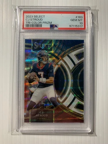 2023 Panini Select CJ Stroud Premier Level Tri-Color Prizm /225 Rookie PSA 10