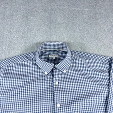Peter Millar Shirt Mens XL Blue Gray Gingham Check Cotton Button Down