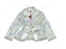 Monsoon Tweed Jacket Pastel Plaid Fringe Bouclé Blazer BNWT UK 10 Lightweight