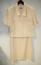 Y4 VTG Kasper A.S.L. Petite Skirt Vintage 8P Jacket  Skirt Suit Yellow Textured