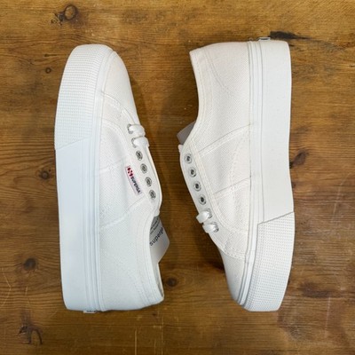 Superga 2790 ACOTW Linea Up and Down Platform Sneakers White Canvas 9.5