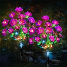 1X 42Leds Solar Power Flower Lights Garden Stake Lamp Yard Outdoor Waterproof
