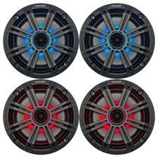4x of Kicker 8" OEM Marine Coaxial Charcoal Speakers w/ MultiColor LED Lighting
