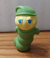 Glo Worm Rubber Squeak Toy Hasbro Baby Toddler Bath 1985 Vintage 4'' Collectible