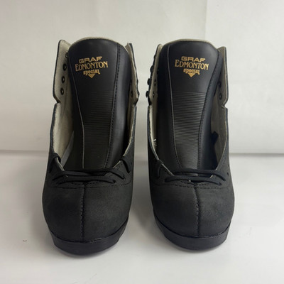 Graf Edmonton Special Figure Skate Boots Black Suede UK 8.5 Width Large NEW