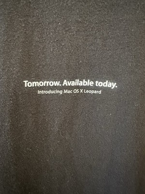Apple Mac Shirt OS X Leopard Tomorrow Available Today Men L Black Computer Y2K
