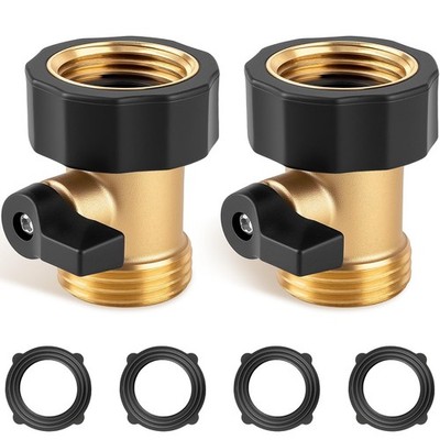 Garden Hose Shut Off Valve 2 Pack 3/4 Inch Solid Brass Connector
