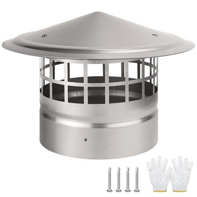 6 Inch Round Chimney Cap,Cone Top Chimney Cap with Screen,Roof Rain Wood Stov...