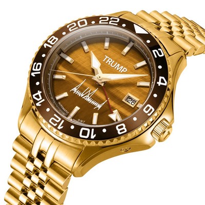 TRUMP WATCHES TRUMP'S EYE OF THE TIGER GOLD GMT LIMITED EDITION 42MM WATCH