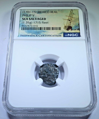 化石　C-25 NGC 1715 Fleet Shipwreck 1701-15 Mexico 1 Reales Genuine Spanish