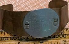 WW2 USN Oval Dog Tag On Copper Bracelet 1944 Diver? Frogman? Trench Art? RARE