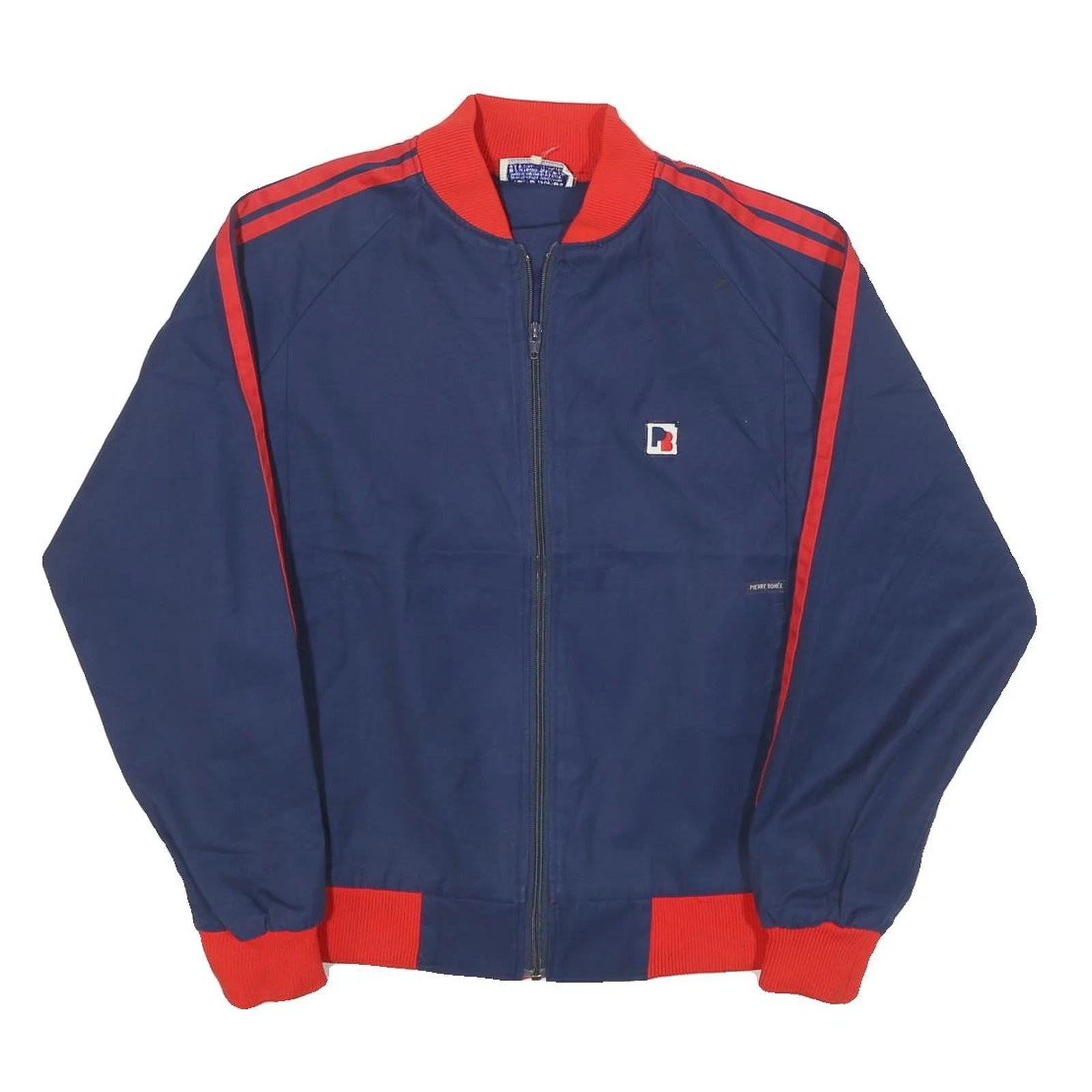 PIERRE BONNE Mens Blue & Red Bomber Jacket M Polyester Blend Zip Athletic