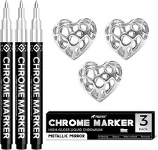 3 Pcs Silver Chrome Paint Markers for Plastic, Metal, Model, Jewelry, DIY Art