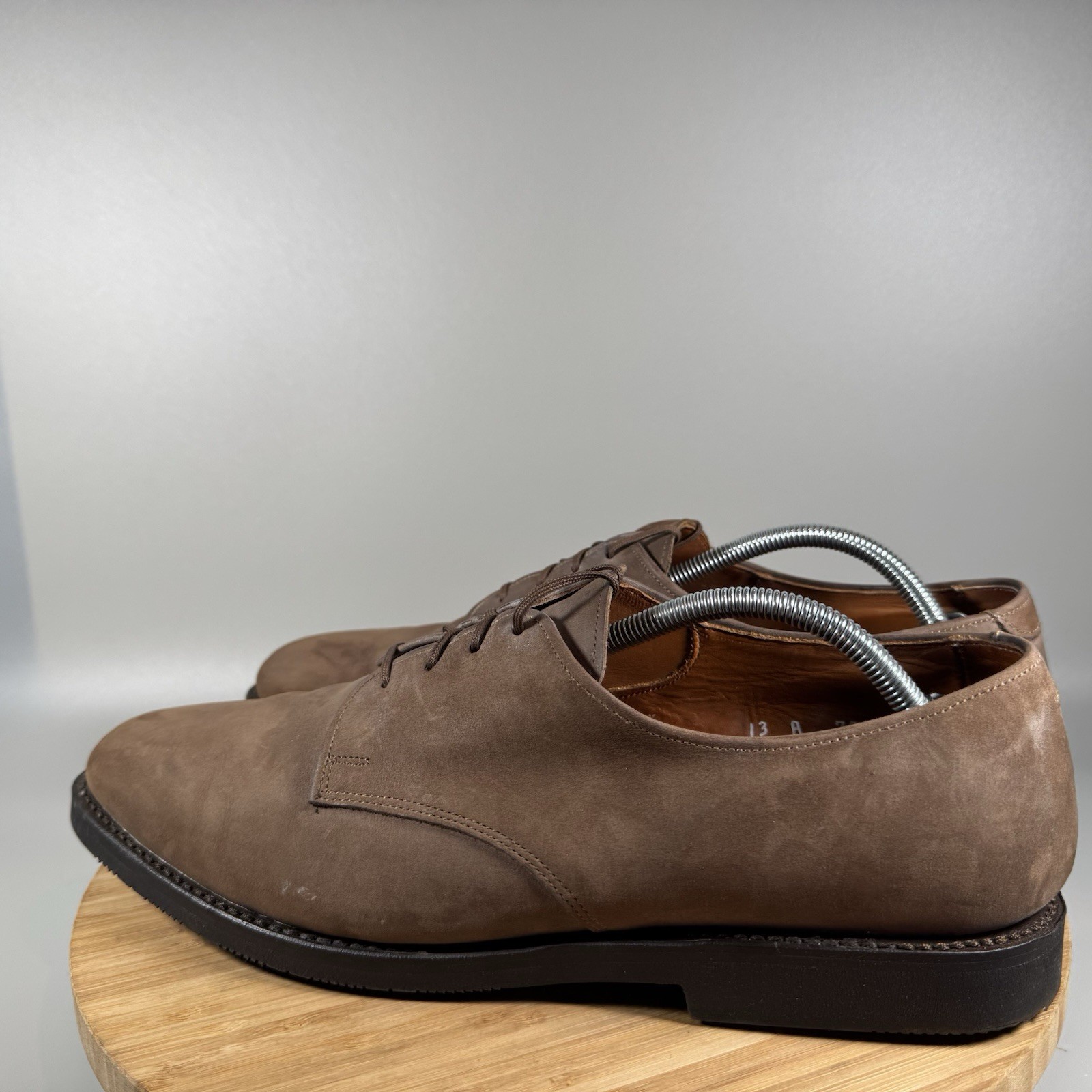 Allen Edmonds Mens Yale Shoe Size 13 A Brown Plain Toe Buck Derby Oxford Vibram