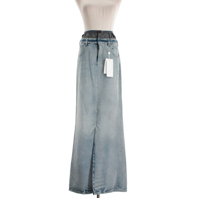 Maison Margiela NWT Denim Double Waist Maxi Skirt Size 44 in Blue Cotton