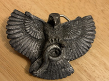 Vintage Belt Buckle Flying Eagle With Snake Dark Silver Pewter 1979 Spec Cast