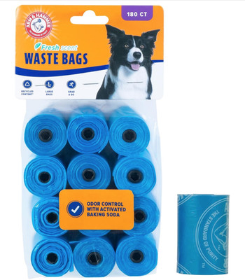 Arm & Hammer Durable Disposable Dog & Cat Waste Bags   180 Count, Blue