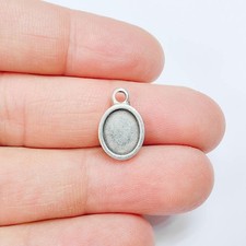5 Pcs Oval Pendant Blank Resin Bezel Antique Silver Plated 16x10mm G37826