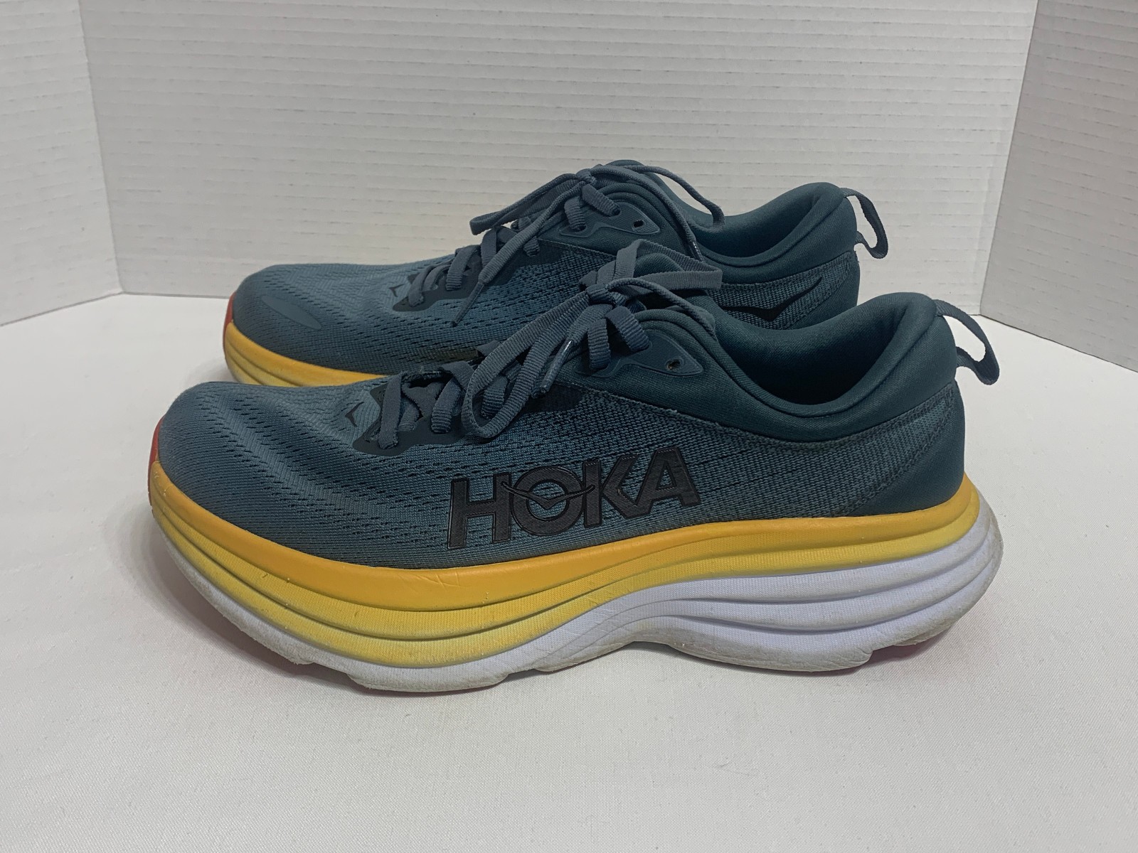 Hoka One One Bondi 8 Shoes Mens Size 8D Gray Yellow Running Sneakers Max Cushion thumbnail 5