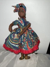 Vtg Caribbean Doll 11” Rag Cloth Folk Art 