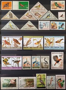 BIRDS: OWLS, PELICANS, SONGBIRDS. COLLECTION. 43 STAMPS. MNH OG. LOT IN GERMANY