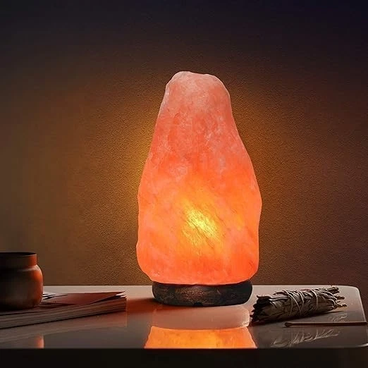 Lámpara de sal rosa natural del Himalaya 7-9 pulgadas luz nocturna lámpara de mesa interruptor atenuador Foto 2 de 4