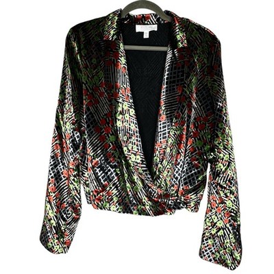 Ett Twa by Anthropologie Floral Print Wrap Blouse Top Women US 12