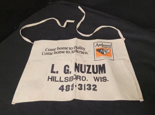 LG NUZUM ANDERSON WINDOWWALL Advertising Canvas Apron Nail Pouch HILLSBORO WIS