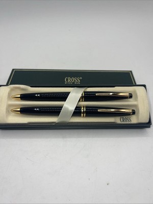 Cross Radiance Ballpoint Pen & 0.5 Pencil Set Ebony & Gold In Box  Made In Japan