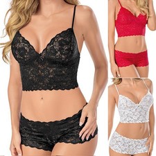 Elegant Lace Bra and Panties Set for Women Nightwear Sleepwear Lingerie M 3XL