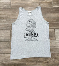 Vintage Walt Disney World Grumpy Dwarf Gray Tank Top Made in USA Size Medium