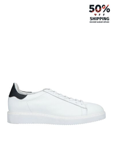 RRP€220 HERITAGE Leather Sneakers US11 UK10 EU44 White Logo Flat Made in Italy - Photo 1 sur 5