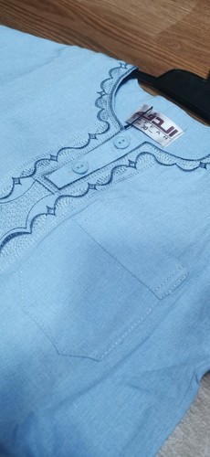 Dafah Kids Sz30 BlueThobe Short Sleeve Muslim Isalamic Clothing Arabia Abaya - Picture 5 of 7