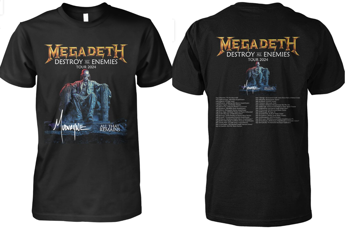 MEGADETH DESTROY ALL ENEMIES TOUR 2024 FRONT AND BACK PRINT BLACK