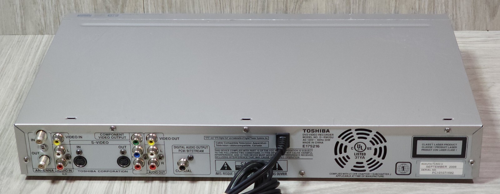 Toshiba DRW2SU DVD Recorder Player DVDR/RW Progressive Scan DRW2SU