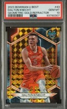 🔥DALTON KNECHT PSA 10 2023 BOWMAN #43 GEOMETRIC GOLD REFRACTOR /50 POP 2🔥