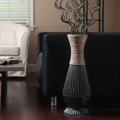Elegant Natural Bamboo Tall Floor Vase 26 Home Decor Accent