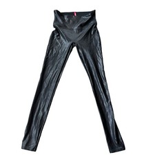 SPANX faux leather leggings black Size Small Coated Shiny Dance Yoga Shaping