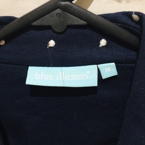 BLUE ILLUSION Light Jacket Blazer Linen Blend Size M (AU 12) Navy White Dot - Picture 2 of 7