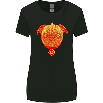 Pug Finger Flip Offensive Funny Dog Womens Wider Cut T-Shirt