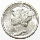 1936 Mercury Dime AU (K97)