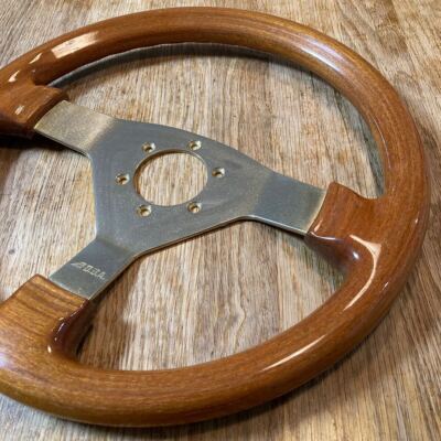 OBA Wood Steering Wheel Gold 35cm Italian-Made Vintage F/S