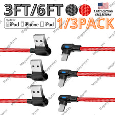 1/3 PACK 90  Angle USB Fast Charger Cable Quick Charging For iPhone 14 13 12 11