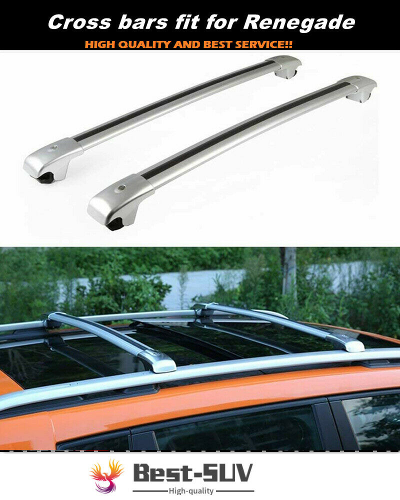 2Pcs Aluminum Cross Bars Crossbar Roof Rail Rack Fit for Jeep Renegade 2015-2021